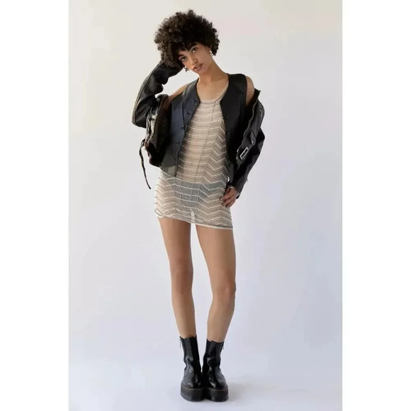 UO Twiggy Sheer Embellished Mini Dress size XS - Picture 3 of 8